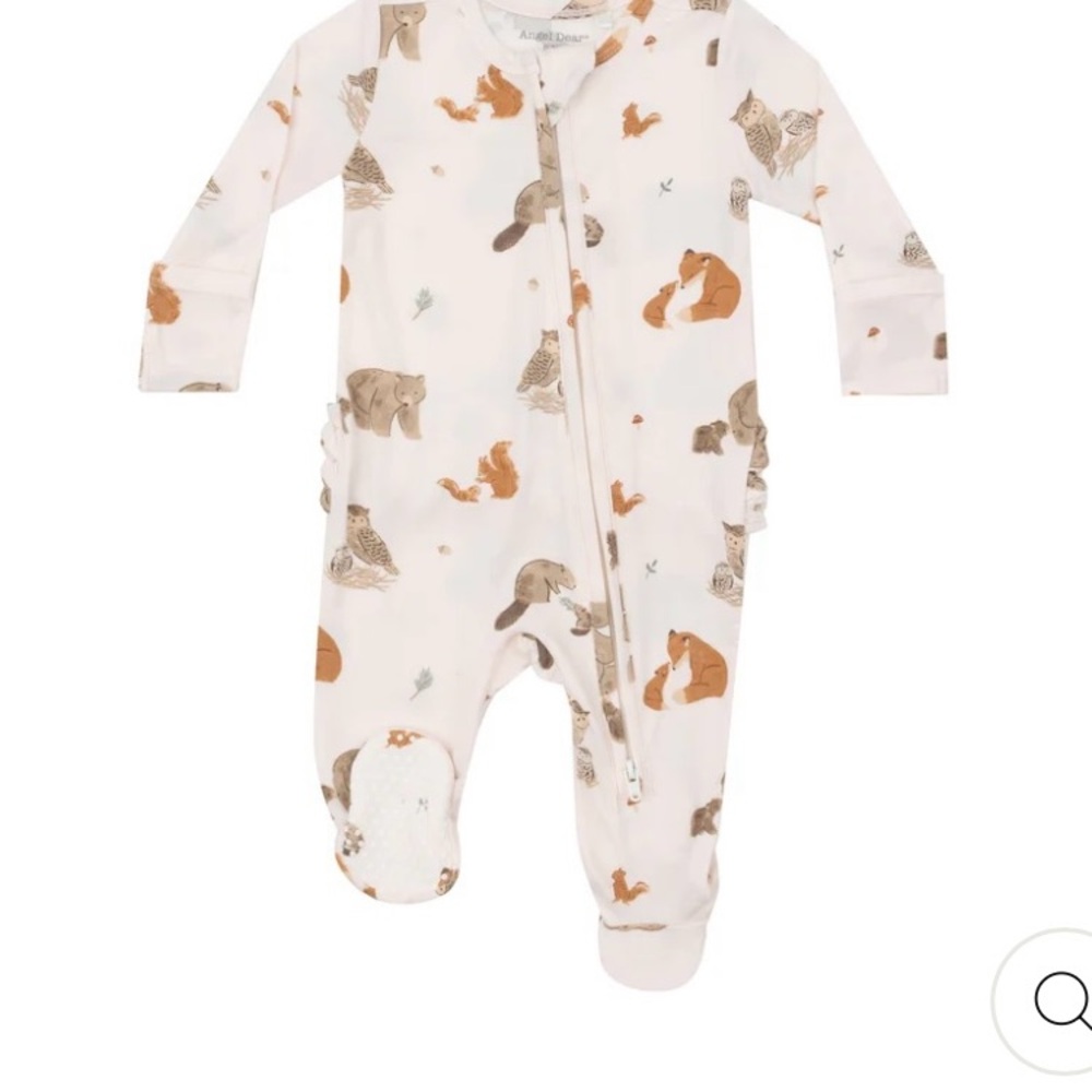 NWT Angel Dear Bamboo Footie -light pink Mixed Woodland Animals